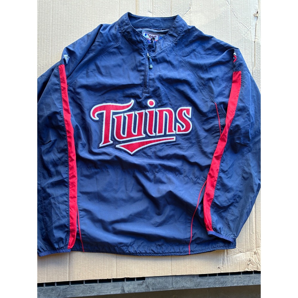 Minnesota Twins MLB Authentic Collection Quarter Zip Windbreaker Navy xxl